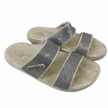 Classic Crocs iconic Glitter II men 5 women 7 Silver/White Slide Sandals - $11.39