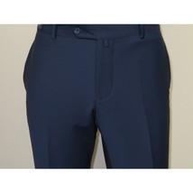 Men's MONO Turkey Slacks 100% Wool Plain Front Slim Fit 2502-04 Royal Blue image 2