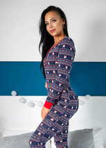 Sexy Pyjama Jumpsuit with Butt Flap Ladies Sleepsuit Onezee - Snowy - £75.76 GBP