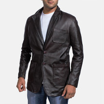 Leather Jacket Blazer Mens Black Men Coat Biker Vintage Lambskin Soft Ra... - £78.24 GBP+