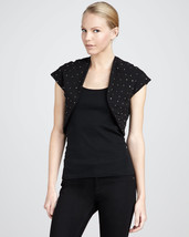 New $215 Womens NWT 4 Erin Fetherston Bolero Shrug Black Crystals Crop J... - £166.80 GBP