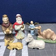 Nativity Set Of 6 Wiseman Angel Cow Camel Donkey Replacement Parts Ceramic - £15.35 GBP