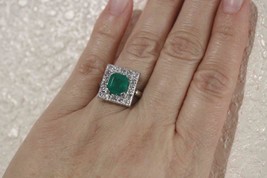 14K White Gold Vintage Ring w/ Natural Emerald 2.55 ct- Diamonds 1.28ct. Size 8 - £1,964.29 GBP