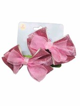 2ct Happy Easter  GIRL GLITTER PINK BOWS WITH BUILT IN CLIP-missing Bunny - $7.80