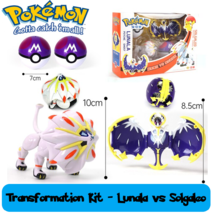 ✅ Official Pokémon Lunala vs Solgaleo Action Figure Transform Pokeballs - NEW - £36.47 GBP