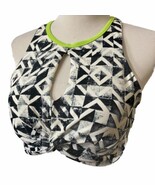 Sports Bra Sz M Go Gossip  Black White Geometric Design Padded Peek A Bo... - $13.88