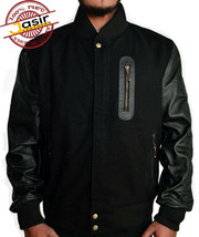 Michael B Jordan XXIV Adonis Creed Batle Varsity Black Real Sheep Leather Jacket - £97.81 GBP