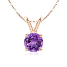 ANGARA 1.15 Ct AA-Grade V-Bale Round Amethyst Solitaire Pendant in 14K Gold - £290.27 GBP