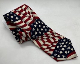 Beans McGee Men&#39;s American Flag USA Red, White, &amp; Blue Patriotic Cotton Neck Tie - £8.55 GBP