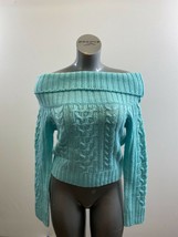 Campus Crew Women&#39;s Off The Shoulder Cropped Sweater Size Small Blue 3/4... - $12.86