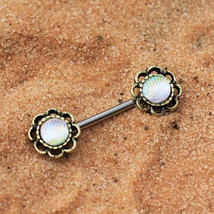 Antique Gold Plated Seashell Flower Nipple Bars - $17.95