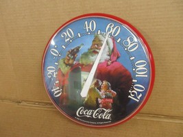 Vintage Coca Cola 12 Inch Round Wall Hanging Thermometer Santa Christmas... - $64.17