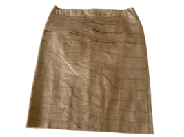 Larry Levine Stretch Skirt 12 Khaki Straight Knee Length Textured Front Career - £11.98 GBP