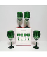 NEW Williams Sonoma Set of 4 GREEN Wilshire Jewel Cut Mixed Wine Glasses... - £181.72 GBP
