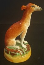 Vintage English Staffordshire Whippet Greyhound Dog 4&quot; Figurine Figure  - $55.00