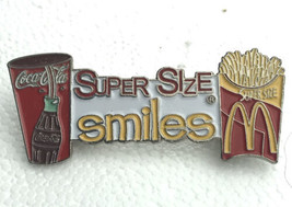 Super Size Smiles McDonald&#39;s Crew Coke Fries Pin Crew Metal Enamel  - £7.84 GBP