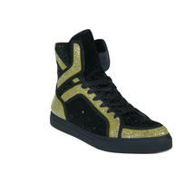 Men High Top Shoes By FIESSO AURELIO GARCIA ,Fancy Rhine stones 2402 Black Gold image 2