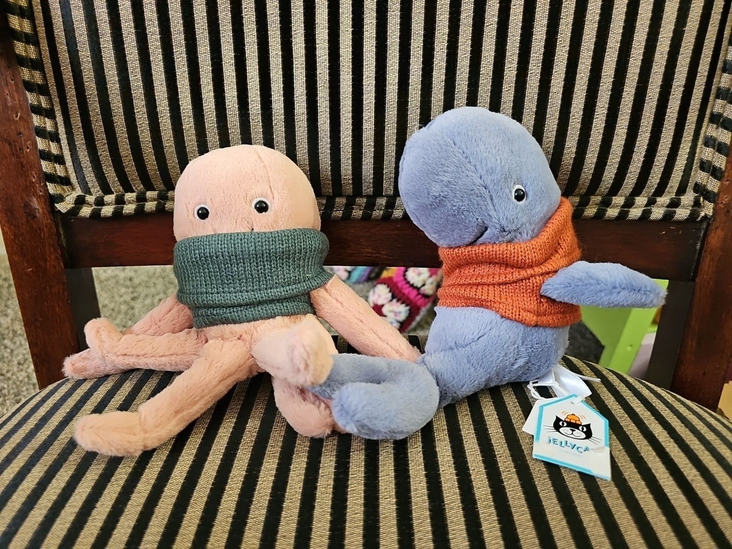 Jellycat Cozy Crew Whale And Octopus Lot Of 3 Nwt New Sweater Sealife Plush - $89.05