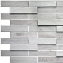 Dundee Deco PG7026 White Grey Faux Oak Steps, 3.2 ft x 1.6 ft, PVC 3D Wall Panel - £6.93 GBP+