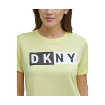 DKNY Womens Two-Tone Logo Cropped T-Shirt Color Yellow Color S - £26.46 GBP