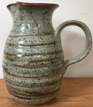 Vintage Signed Art Studio Handmade Earthenware Ceramic Glazed Pitcher 8.... - $59.39