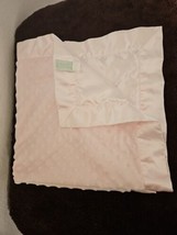 Bearington Baby Collection Blanket Solid Pink Minky Dot Lovey Satin Back - $27.71