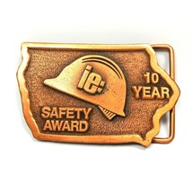Belt Buckle Electric Light &amp; Power Safety Award 10 Year Hard Hat IE Vint... - £7.81 GBP