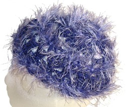 Purple Fuzzy Crochet Beanie Hat - £9.42 GBP
