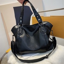 Large Black Women&#39;s Shoulder Bags Big Size Casual Tote Bag Quality Pu Leather Ho - £54.94 GBP