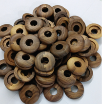 radiator pipe cover walnut lacquered rosette pipe collar wooden high profile x 2 - $4.57