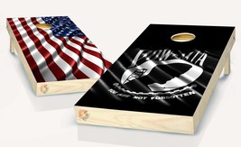 American Flag &amp; POW MIA  Cornhole Board Vinyl Wrap Laminated Sticker Set - £42.45 GBP