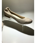 Chanel Dark Beige Canvas/ Snake Cap CC Logo Toe Ballet Flats (Size 37.5) - £318.54 GBP