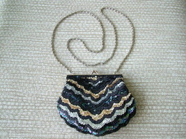 Pre-Loved Pacific Express Multi-Colored, Beaded, Sequined Convertible Clutch Bag - £11.99 GBP