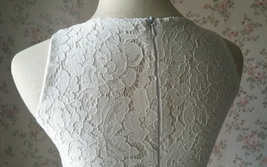 White Sleeveless Lace Tank Tops Summer Wedding Bridesmaid Lace Crop Top image 10