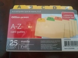 Office Depot Brand A-Z 3&quot; x 5&quot; Poly Index Card Guide Set, Set Of 25 Cards - $21.73