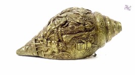Vintage Brass Tribal Engraved  Kali Maa Devi Sea Shell Ritual Antique Sankh  - £141.68 GBP