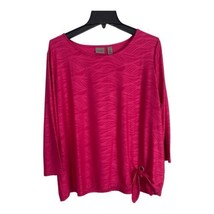 Easywear by Chicos Womens Shirt Adult Size 3=XL Fuchsia Hot Pink Embossed Tie - £22.61 GBP