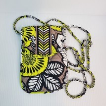 Vera Bradley Mini Crossbody Wallet Cell Phone Purse Citron Print Quilted Chain - £10.95 GBP