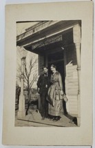 RPPC Couple Posing in front of WOMEN&#39;S BUILDING Restroom Postcard Q7 - £12.81 GBP