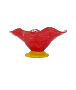Artist Signed Wonkie Jimmie Art Glass Waffled Edge Footed Candy Compote ... - €43,26 EUR