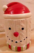 Merry Mistletoe Snowman Sweater 9&quot; Cookie Jar Treat Jar Winter Christmas... - £17.21 GBP