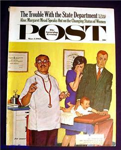 Saturday Evening Post March 1962 cover Dick Sargent - £19.68 GBP