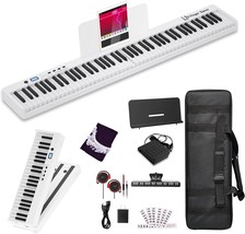 The Pearl White Finger Dance Folding Piano Electric Piano Keyboard For Beginners - £183.54 GBP