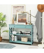 Console Table 3-Tier with Drawer and Storage Shelves-Turquoise - Color: ... - £146.09 GBP