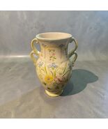 Vintage Italian Majolica Double Handle Vase Hand Painted Floral Art Pottery - $91.31