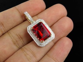 2 Ct 10K Yellow Gold Over Royal Red Ruby Diamond Charm Pendant 1.05&quot; Solid - £105.39 GBP