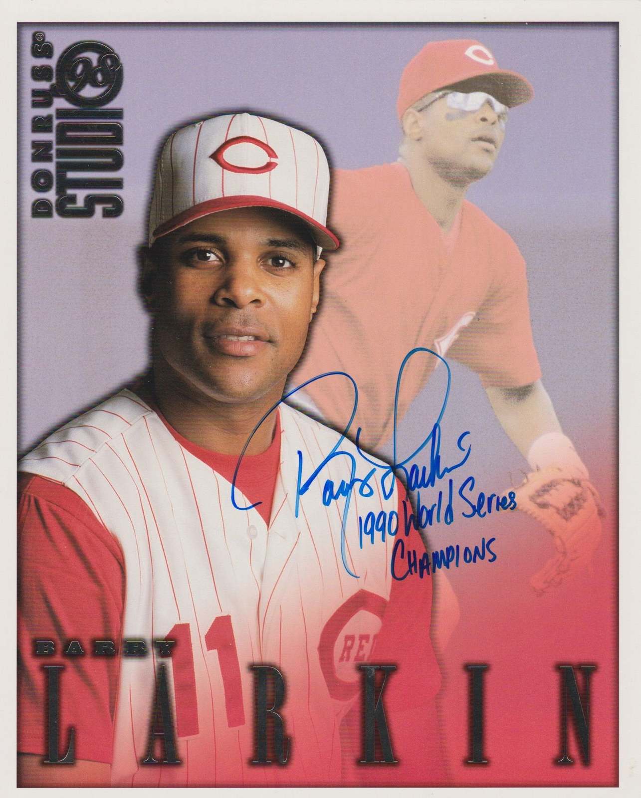 Primary image for Barry Larkin Signed Autographed 1998 Donruss Studio 8x10 Photo Cincinnati Reds -