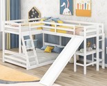 Merax Wood L-Shaped Bunk Bed with a Loft Attached, Triple Bedframe with ... - $911.99