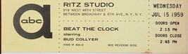 Beat The Clock w/ Bud Collyer ABC Elysee Studio Ticket Stub Jul 1959 - £15.94 GBP