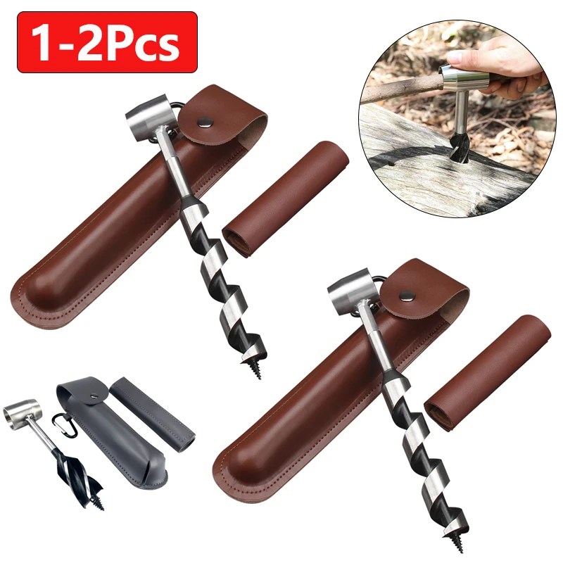 1-2Pcs Auger Drill Bits Outdoor Survival Tool Camping Bushcraft Manual Hole - £28.03 GBP+
